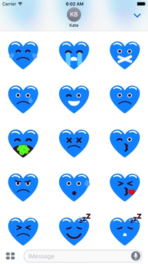 Heart Blue Love Emojis Stickers for iMessage(圖3)-速報App