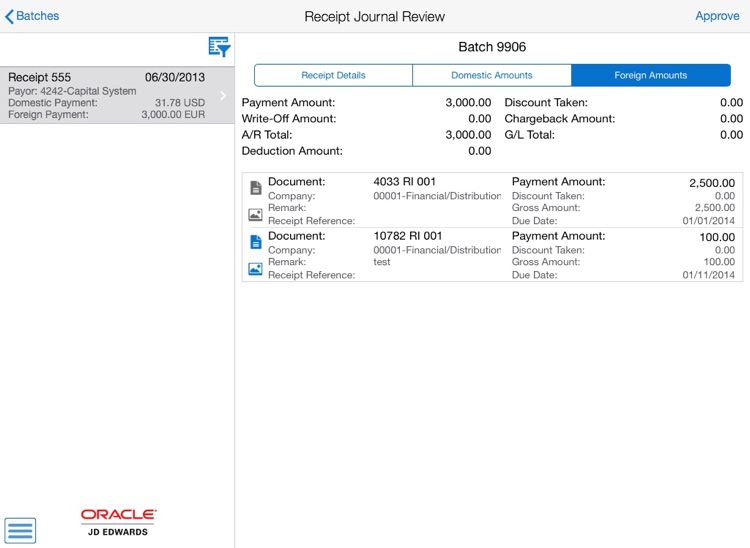 Receipt Batch Approvals Tablet for JDE E1 screenshot-3