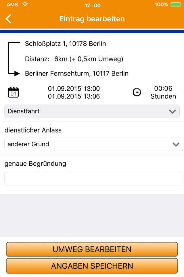AMS Fahrtenbuch screenshot 2