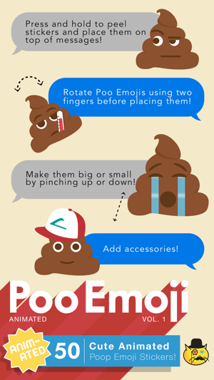 Poo Emoji 1 : 可愛的動畫的Poop Emoji貼紙(圖2)-速報App