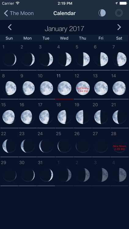 The Moon - Calendar phase of Moon free