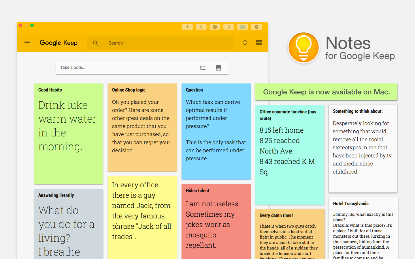 google keep macbook app