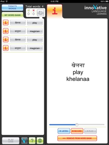 Learn Beginner Hindi Vocab - MyWords for iPad screenshot 2