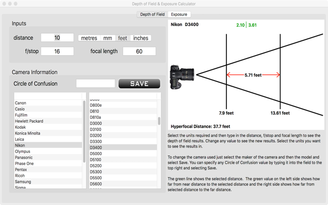 Depth of Field & Exposure Calc(圖1)-速報App