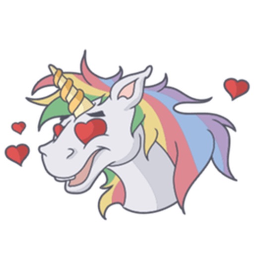 Lots Of Stickers Of Lovely Colorful Unicorn icon