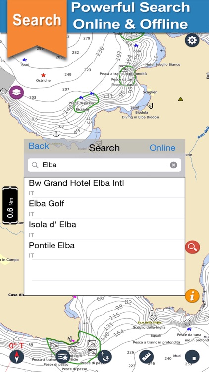 Elba Islands offline nautical charts for fishing