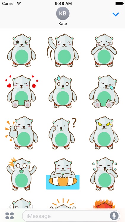 Haku the cute polar bear for iMessage Sticker