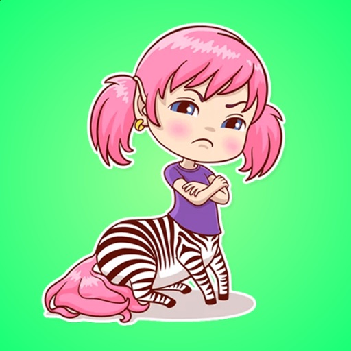Cute Zebra Girl Stickers icon
