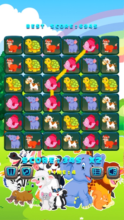 Animal Match 3 Puzzle-Drag Drop Line Game for kid