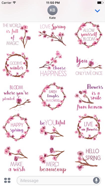 Spring Watercolor Messages Stickers screenshot-3