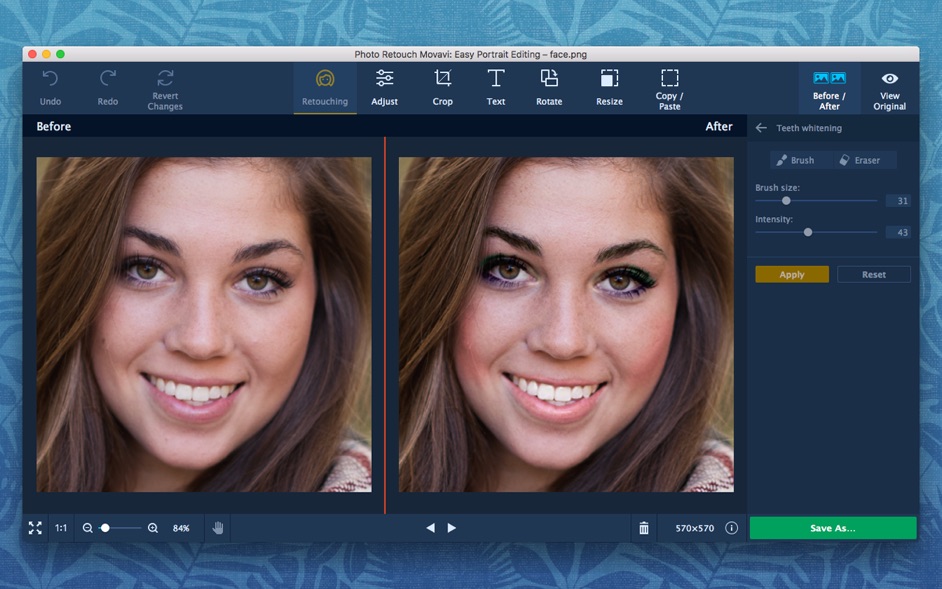 Photo Retouch Movavi 1.1  Easy Portrait Editing