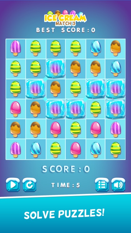 Ice cream match 3 puzzle game