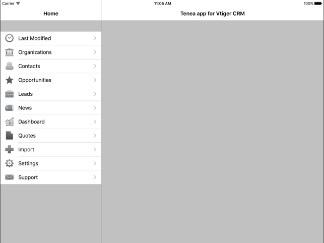 Tenea app for Vtiger CRM (iPad edition)