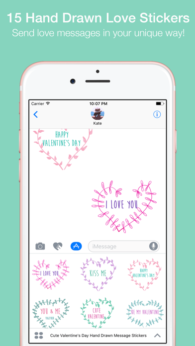 How to cancel & delete Cute Valentine's Day Hand Drawn Message Stickers from iphone & ipad 1