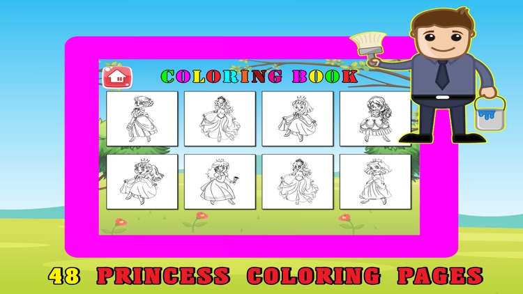 Princess Kids Coloring Book For Girl - 48 Pages screenshot-3