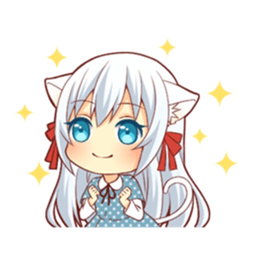 Fluffy Kitten Girl Stickers Pack icon