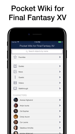 Pocket Wiki for Final Fantasy XV