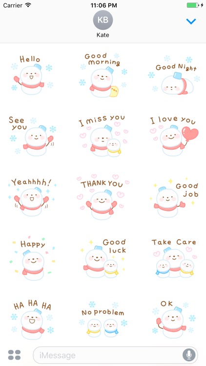 Lovely Snow Man English Sticker