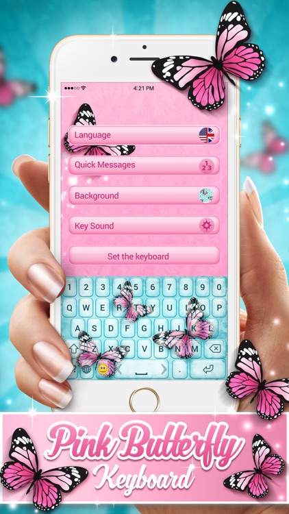 Pink Butterfly Keyboard: Fancy Background Themes screenshot-3