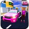 Pink Taxi Girl Driver & Modern Car Rush Games