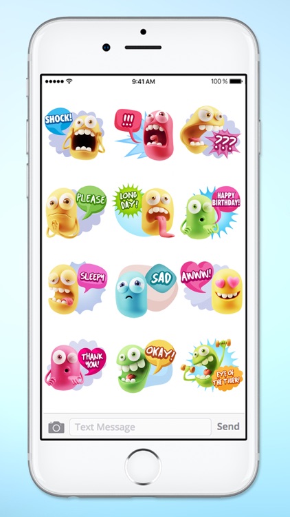 Silly 3D Monster Emojis With Words Sticker Pack screenshot-3