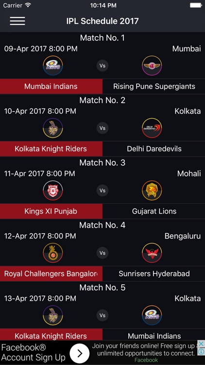 Live cricket score, Schedule for IPL 2017 screenshot-4