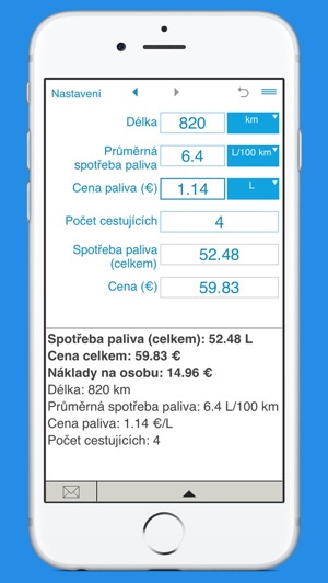 Výpočet spotřeby paliva a nákladů(圖3)-速報App