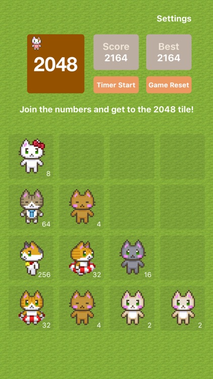 2048 with Timer Cats version/Cute puzzle game by tadahito hiraoka