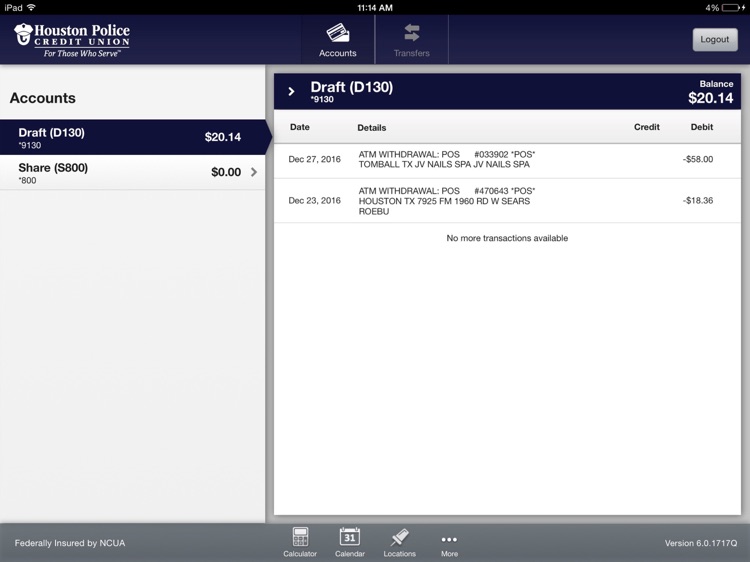 HPCU Mobile Banking for iPad