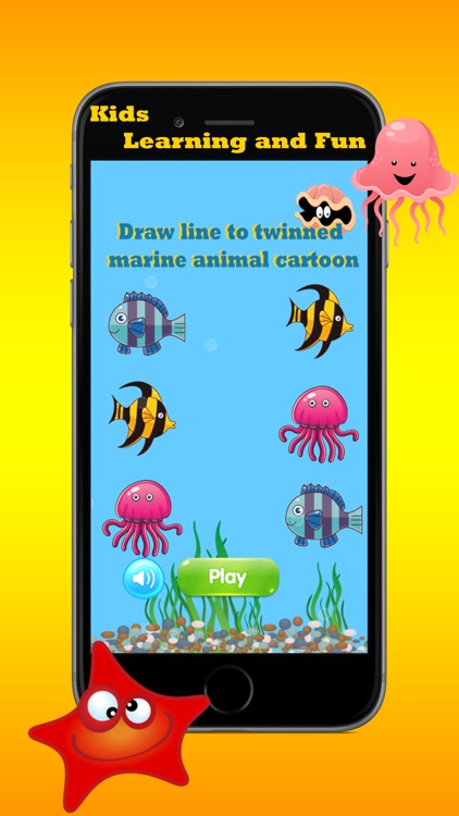 Draw line to twinned marine animals cartoon