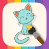 Cat Coloring Book for Kids. Learn to color & draw.