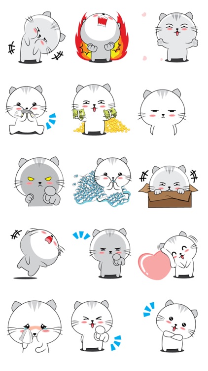 Touching Striped Cat - Cute Animal Stickers!