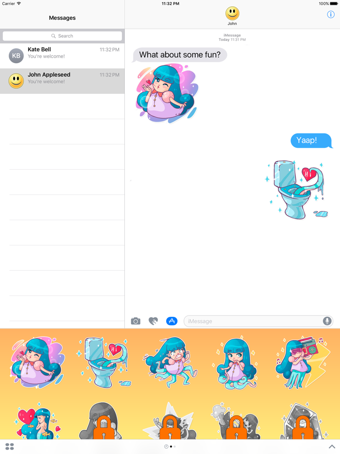 Charming Girl Octopus Stickers