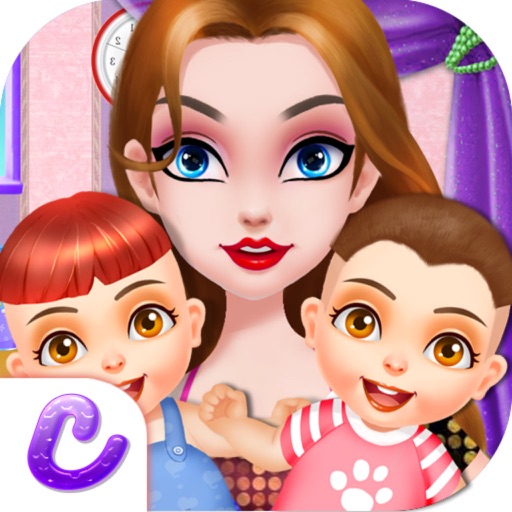 Cute Twins' Salon Time - Baby Care Game Icon