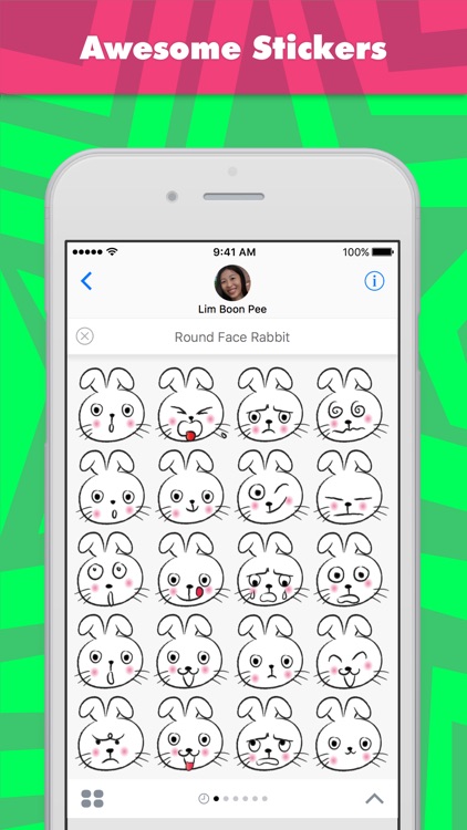 Round Face Rabbit stickers by wenpei