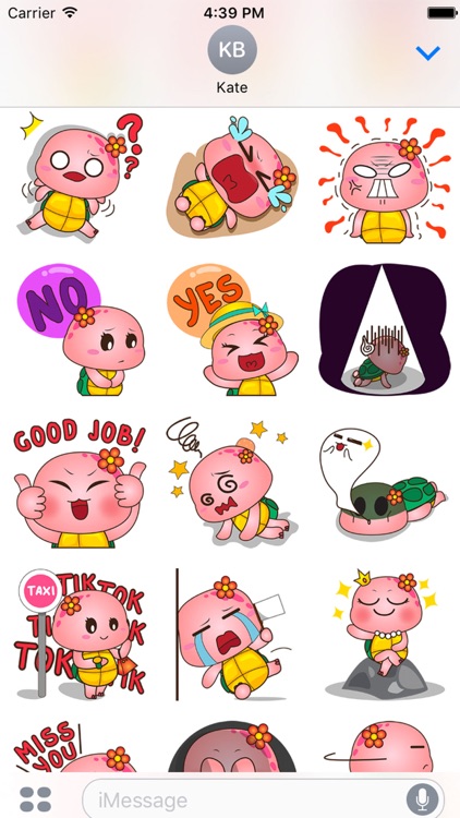 Pika the pink turtle for iMessage Sticker