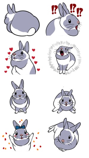 Grey Bunny Stickers