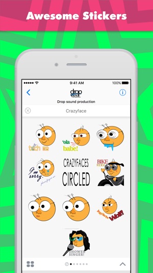 Crazyface stickers by drop sound