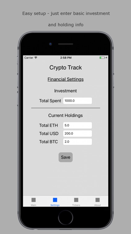 Crypto Track - Ethereum and BTC Tracker and Ticker