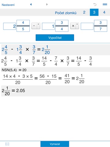 Kalkulačka zlomků a smíšených čísel XL screenshot 2