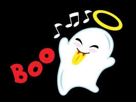 A group of white little cute ghosts in action