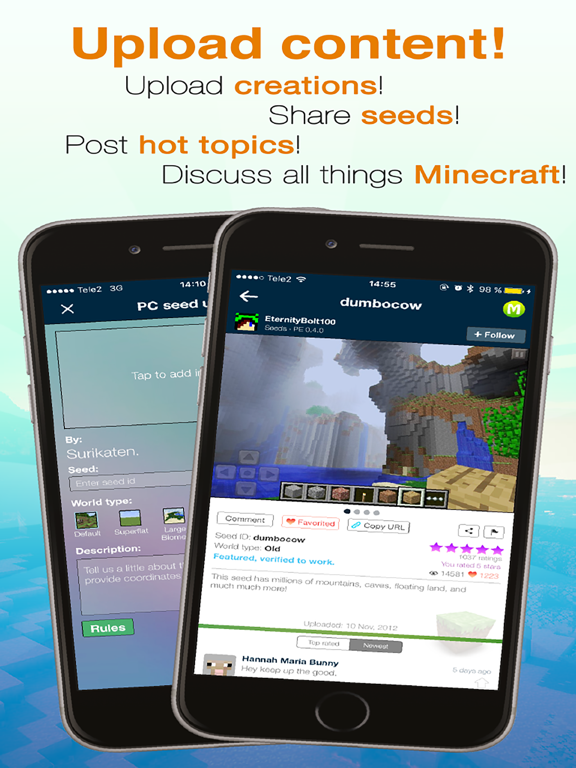 Игра Seeds Lite For Minecraft - Server, Skin, Community