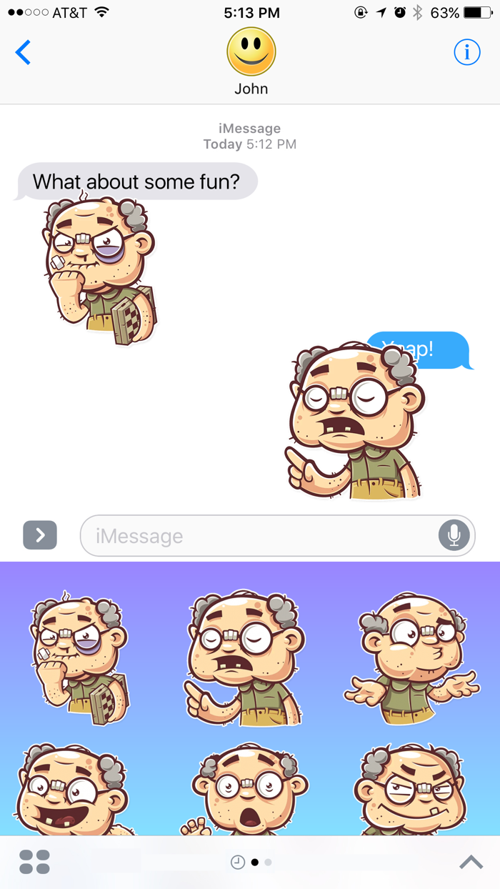 Cheerful Grandfather Stickers