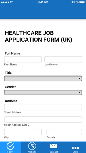 Healthcare Job Form UK