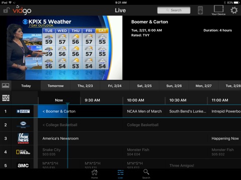 Vidgo Live iPad screenshot 2