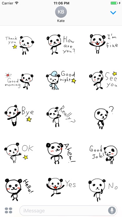 Ozzy the panda greetings stickers