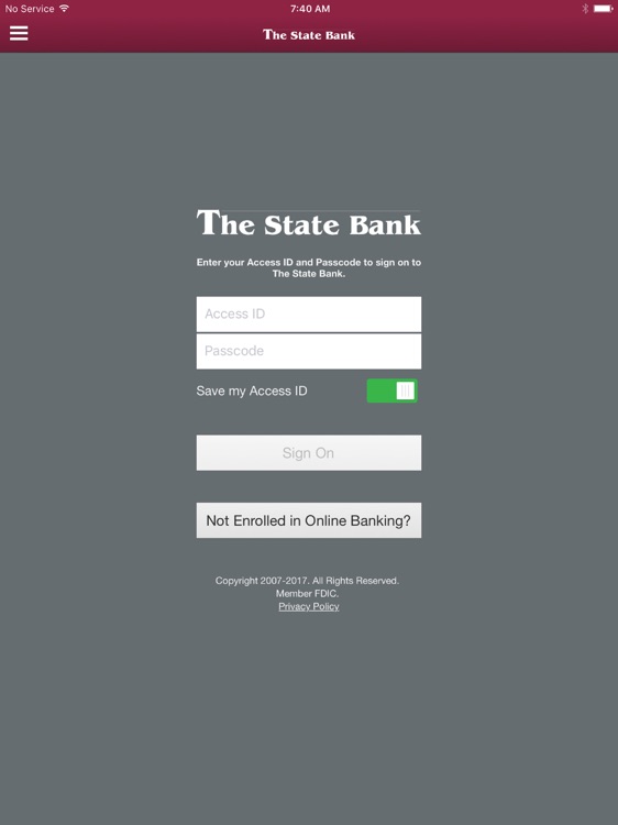 The State Bank for iPad