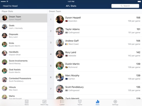 Footy Live for iPad: AFL stats screenshot 4