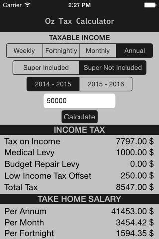 Oz Tax Calculator screenshot 2