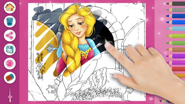 Princess Rapunzel magic kids coloring pa